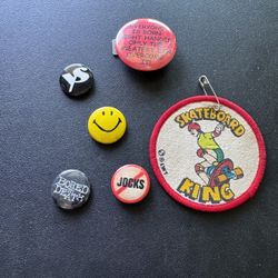 5 Funny Buttons, Backpack Pins, Jacket Pins, Sarcastic Pins + 1 Patch Vintage