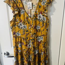 New Yellow Floral Dress