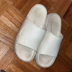 White Nike Calm Slides