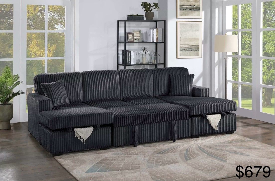 Corduroy Sectional Sleeper With Storage