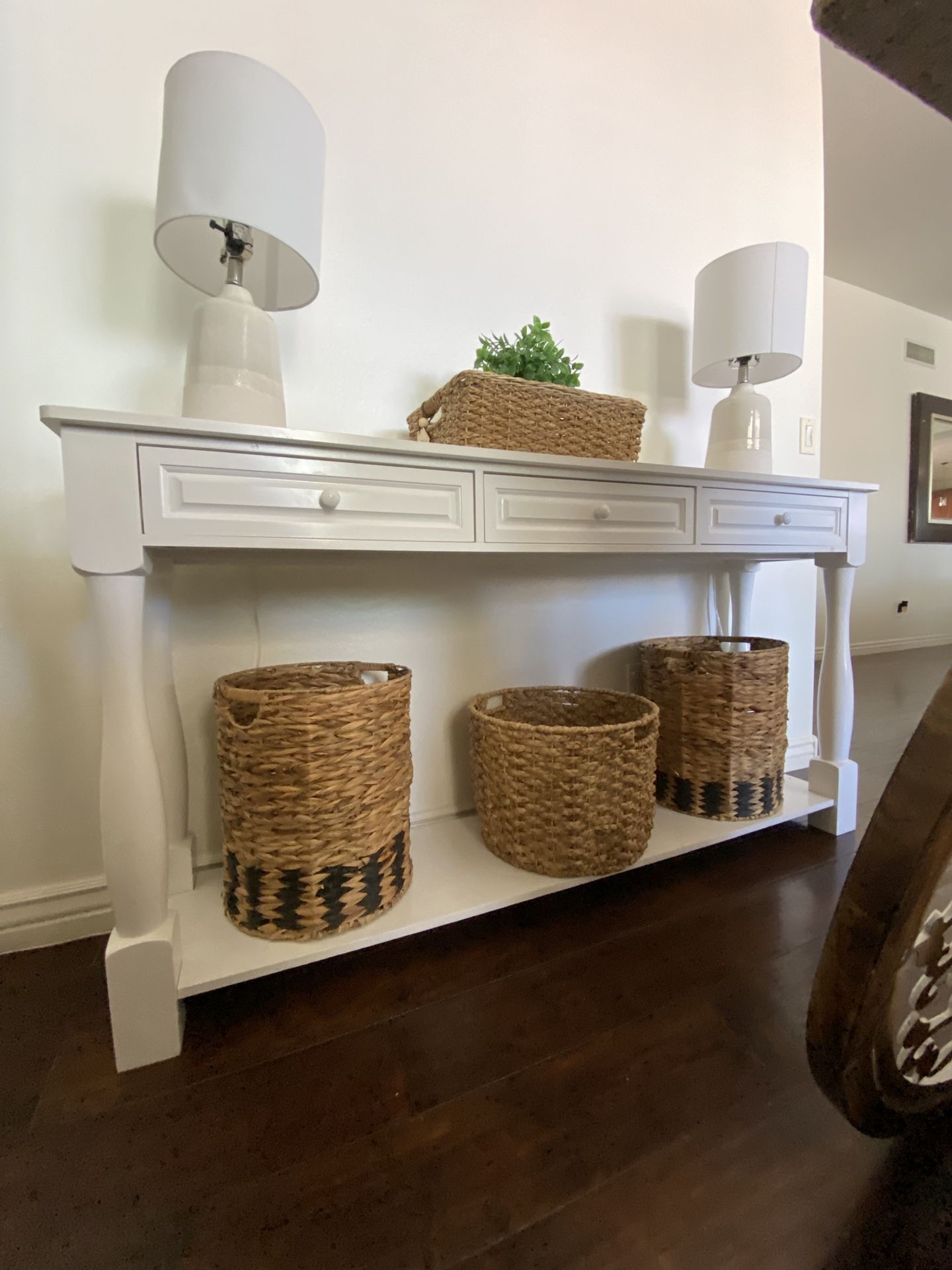 White Console/ Entry Table 65”