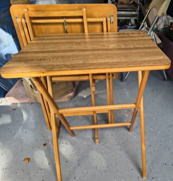 Two Wooden Foldable Dining Tables 