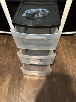 3-Drawer Cart Organizer with Removable Wheels, Medium, Black and Clear