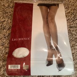 Leg Avenue fishnet pantyhose, style 9001Q, color white, Plus Size