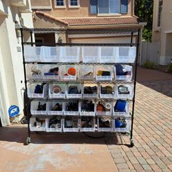 XXL Rolling Metal Rack With Uline Storage Bins