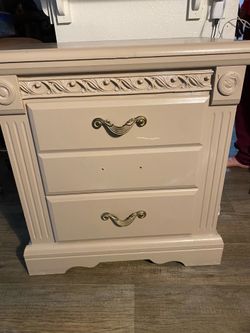 Beige 2 drawer accent dresser w deep drawers