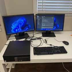 Dell Optiplex 5060 Small Form Factor Computer With Two Dell 22 Inch Lcd Screen Hex Core i5-8500 16gb RAM 256gb SSD 2TB Storage Windows 11 Pro 