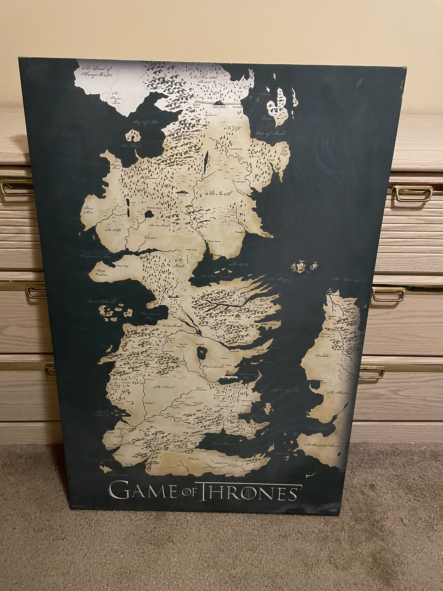 Game of Thrones Canvas Map Poster