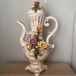 Italian Capodimonte Floral Teapot 26”