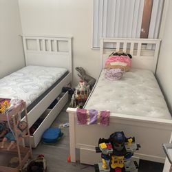 Two White Twin Bed Frames 