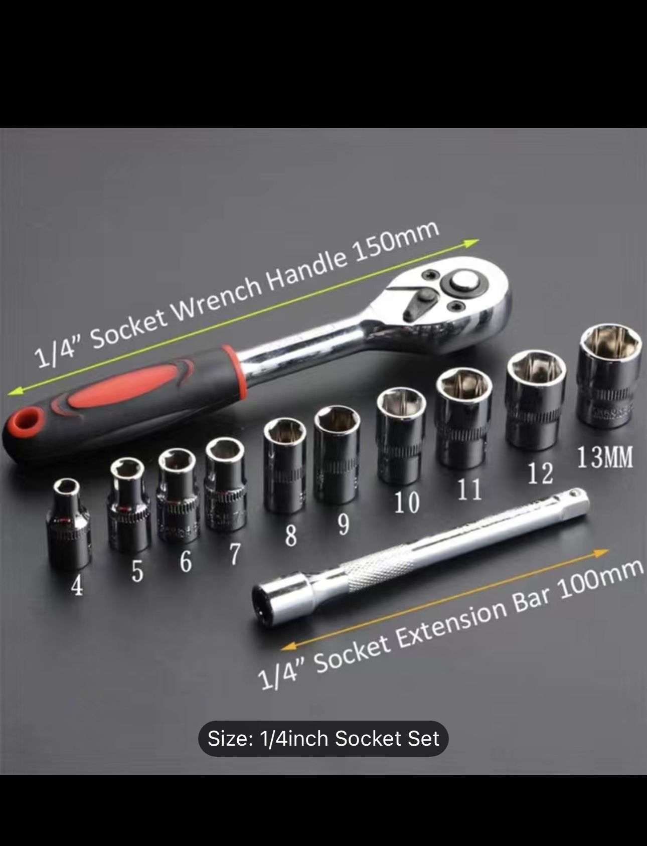 12 Pcs 1/4 Socket Ratchet