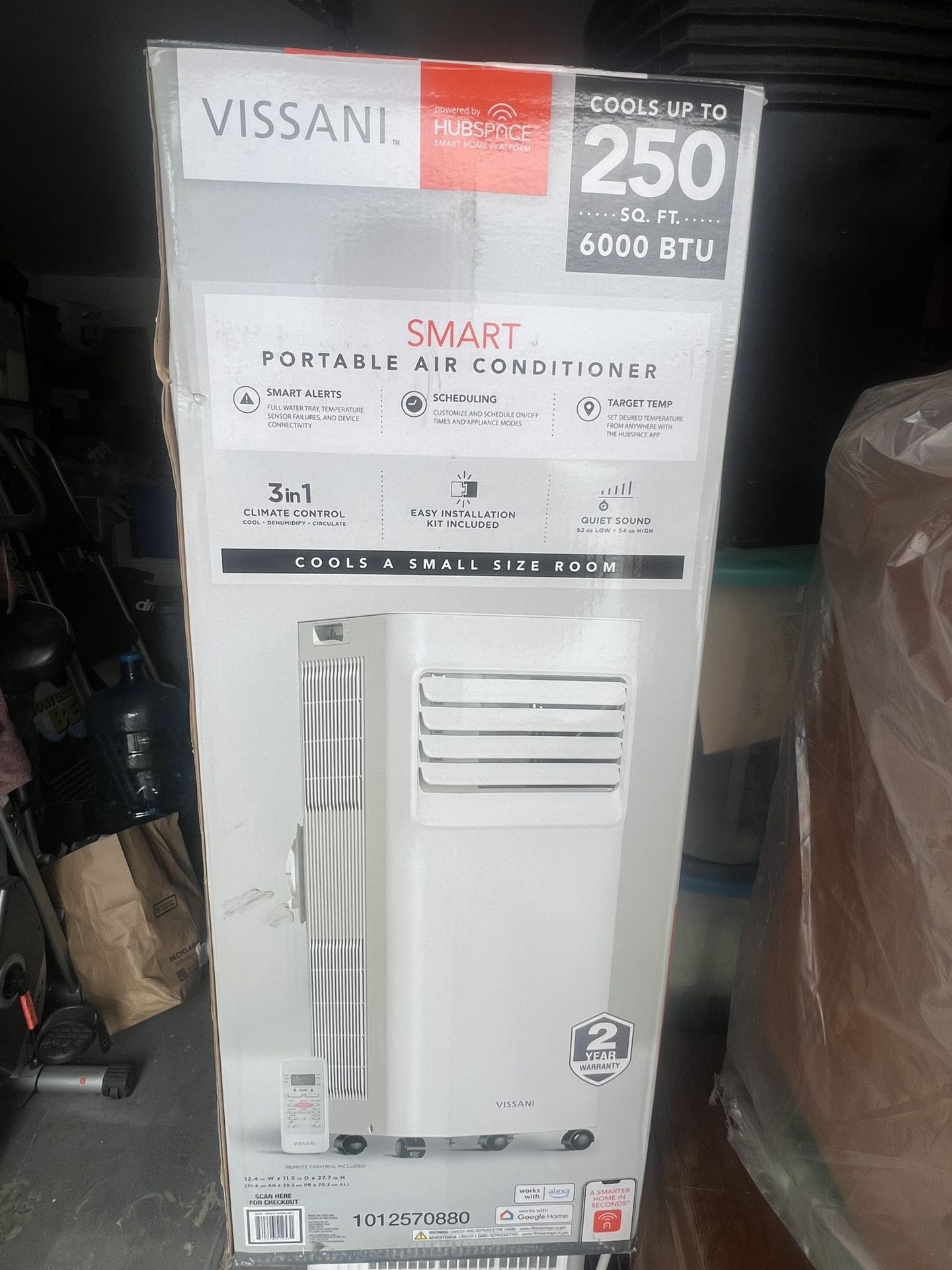 2 Portable Air Conditioner for 250 sq. ft Rooms in White, Powered by Hubspace