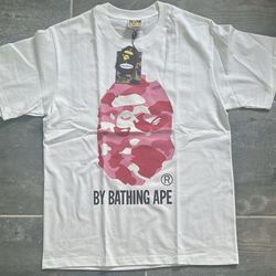 Bape A Bathing Ape Pink Camo White Tee