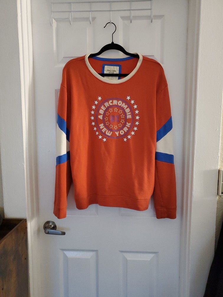 Abercrombie & Fitch Retro Varsity Sweatshirt – Women’s L – Vintage Vibes 🔴🔵