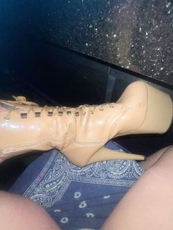Size 10 Nude, Black, Glow In The Dark, Silver Heels