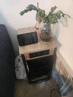 End Table with Built-In Power Outlets and USB Ports