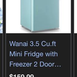 Light Blue Mini fridge with freezer