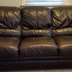 Dark Chocolate Brown Leather Couch