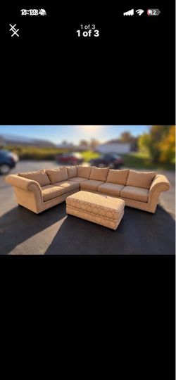 Tan l shaped couch
