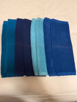 8 hand towels various shades of blue