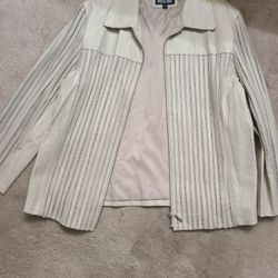 Cream Color Leather Jacket 