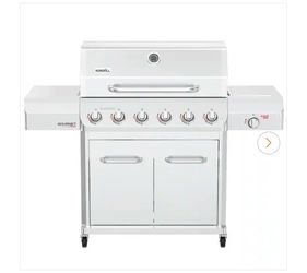 Gourmet Pro 6-Burner Stainless Steel Propane Gas Grill with Searing Side Burner and Griddle Max Insert