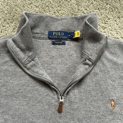 Gray Quarter Zip Polo By Ralph Lauren