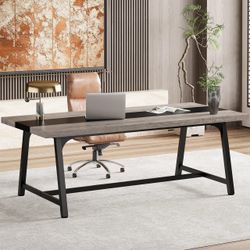Tribesigns Computer Table: 70.86 Inch Executive Office Desk with Large Tabletop, Modern Study Desk with Metal Frame for Bedroom, Home Office