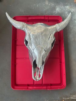 Metallic bison skull