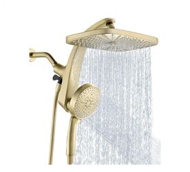 BOZYBO-Rain Shower Head with Handheld Showerhead, Glod 1.75GPM 460311 12" High Pressure Rainfall Shower Heads, 9 Sprays Handheld Showerheads, Magnetic