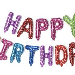 Multicolor Happy Birthday Balloons Banner, Mylar Foil Letters Balloon 16 Inch