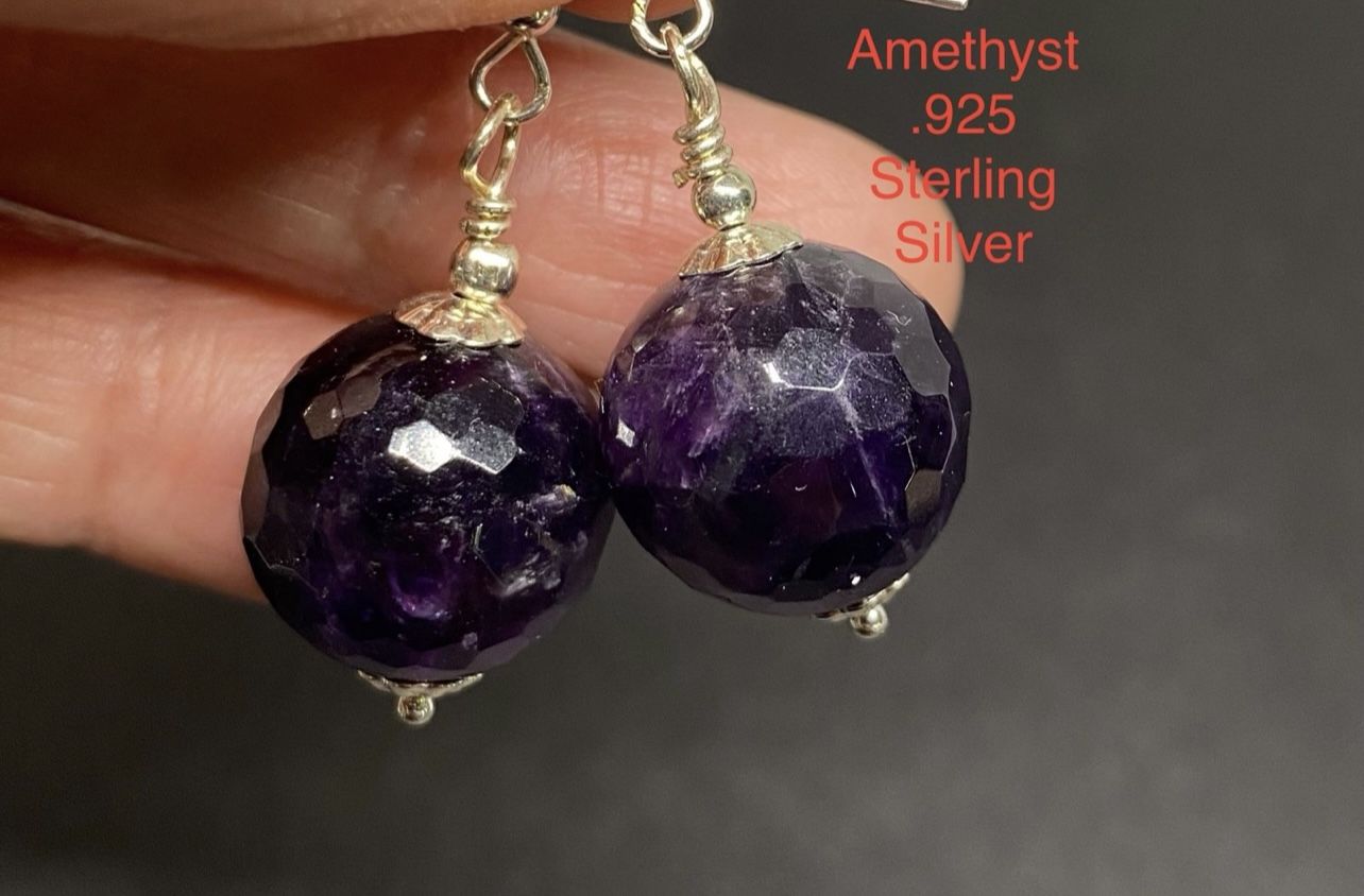 Amethyst Genuine Stone .925 Sterling Silver Earrings