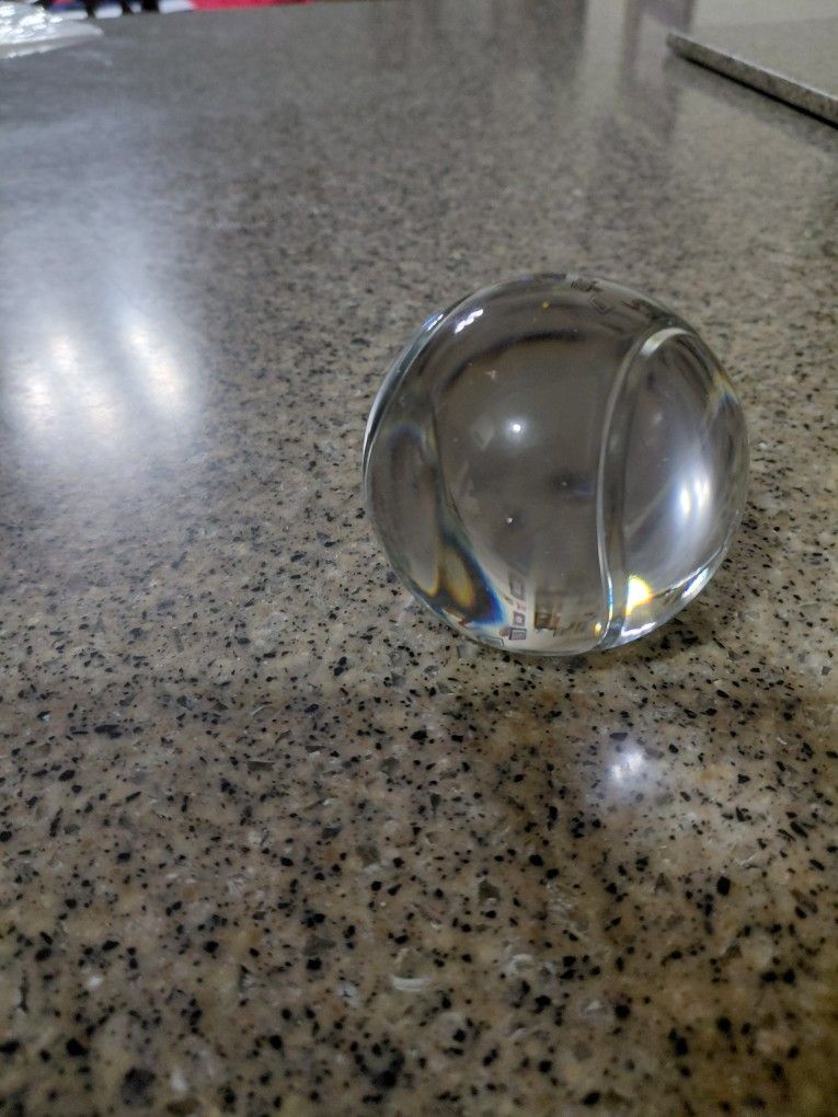 Tennis Ball Tiffany Crystal Paperweight