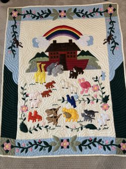Hand Sewn Noah’s Ark Hanging Quilt