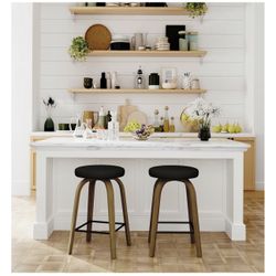 Brad New In Thr Box- Bar Stools Set of 2, Counter Height Backless Bar Stools, 26” Swivel Barstools Kitchen Chair with Upholstered Fabric Seat, Black