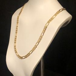 14k Gold Plated Figaro Chain 30" 10mm Textured