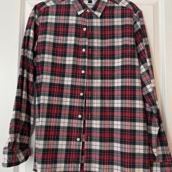 Topshop TOPMAN Men’s Red White Green Plaid Flannel Shirt
