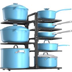 8 Tiers Pan Rack Organizer for Cabinet, Snap-On Pots And Pans Organizer Under Ca