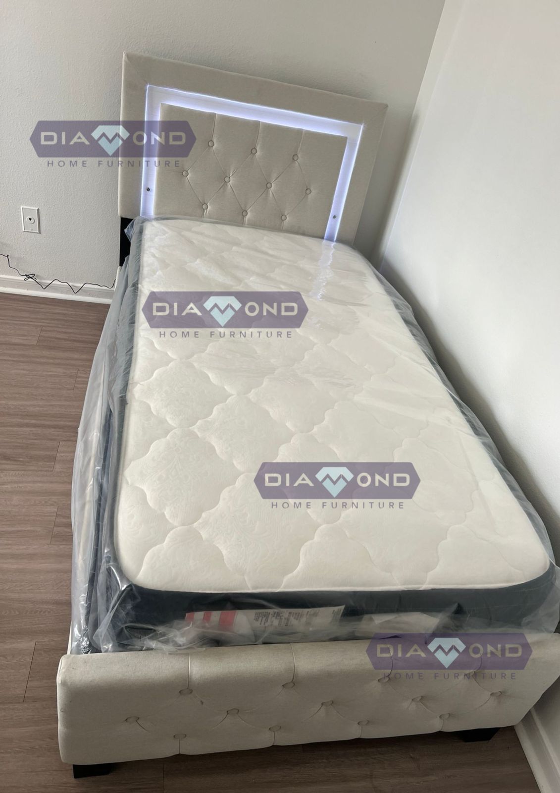 TWIN SIZE LED BED W/ 12” MATTRESS 