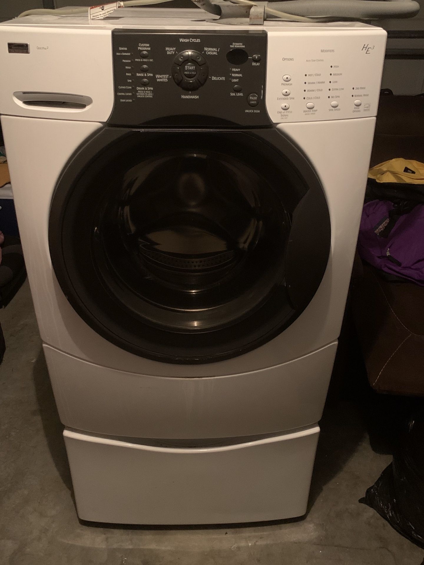 Kenmore Elite Front Load Washer on Pedestal