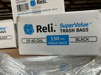 Reli. Trash Bags 55-60 Gal (150 Bags Mega Pack) - Bulk Sale