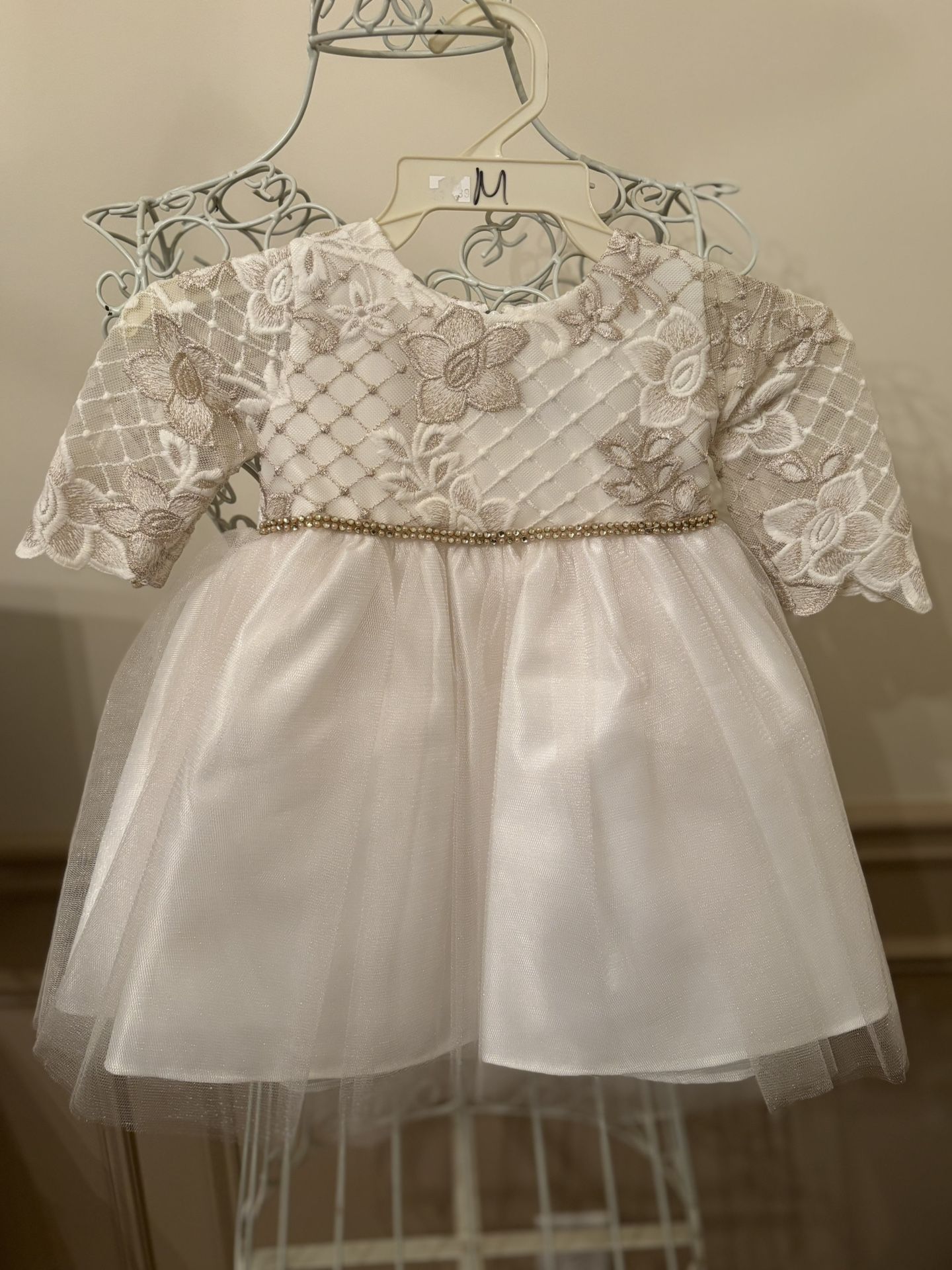 Elegant White and Cream Lace Dress