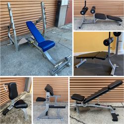 Olympic Weight Bench, Squat Rack, Adjustable Benches, Bars, Plates, Dumbbells Etc