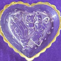 MIKASA STUDIO NOVA SANTA'S GIFTS 6" Heart Shaped Sweet Dish W/Gold Trim Holiday J1Q088