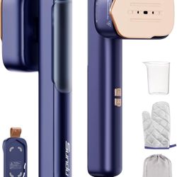 Travel Steamer for Clothes, 110-240V Dual Voltage Portable 2-in-1 Steamer ＆ Iron 2 In 1 Mini Handheld Garment Steamer Iron, 1100W, Large Ceramic Heat 