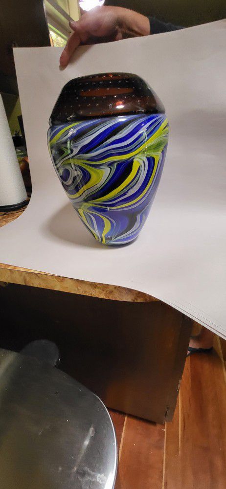 Hand  Blown Glass Art Vase 