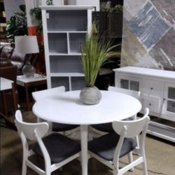 White / Gray Mid Century Modern Style Dining Set (New)