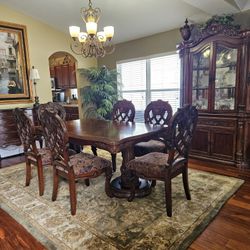 Tuscany Formal Dining Room Table, Chairs And China Cabinet