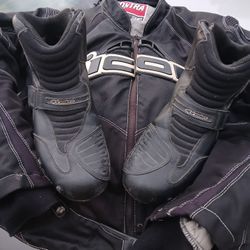 Contra ICON Motorcycle Jacket W/ Riding Shoes
