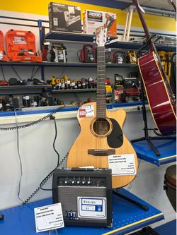 Starter Bundle: Teton STG110 Acoustic-Electric Guitar + MU Stars 10W Amp